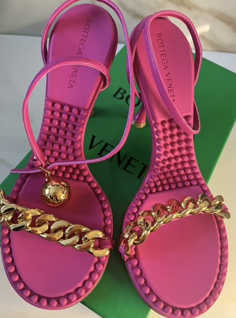 Bottega Veneta Pink Dot Heeled Sandals Size 37 rubber