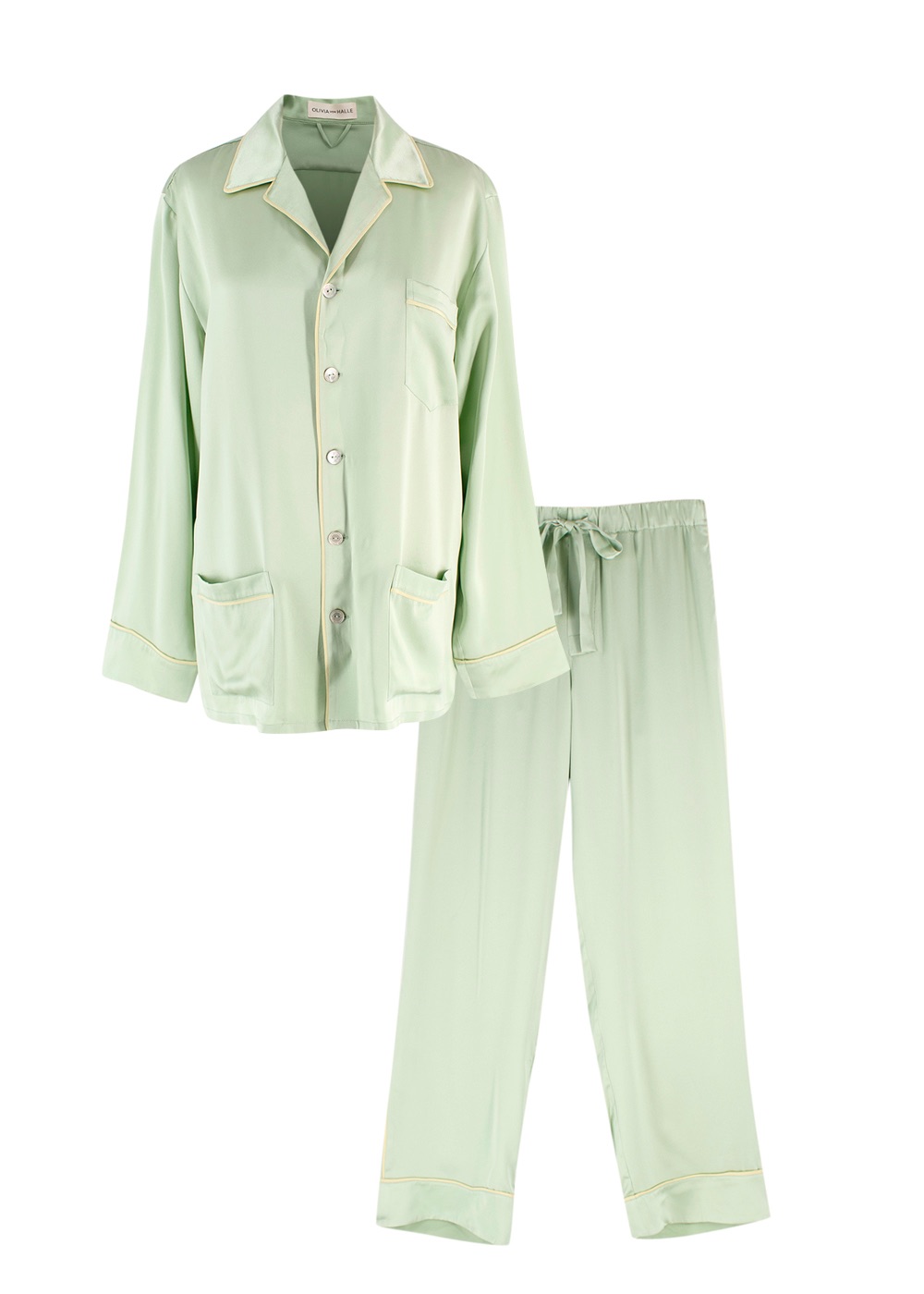 Olivia Von Halle Green Silk Yves Pyjama Set Size S