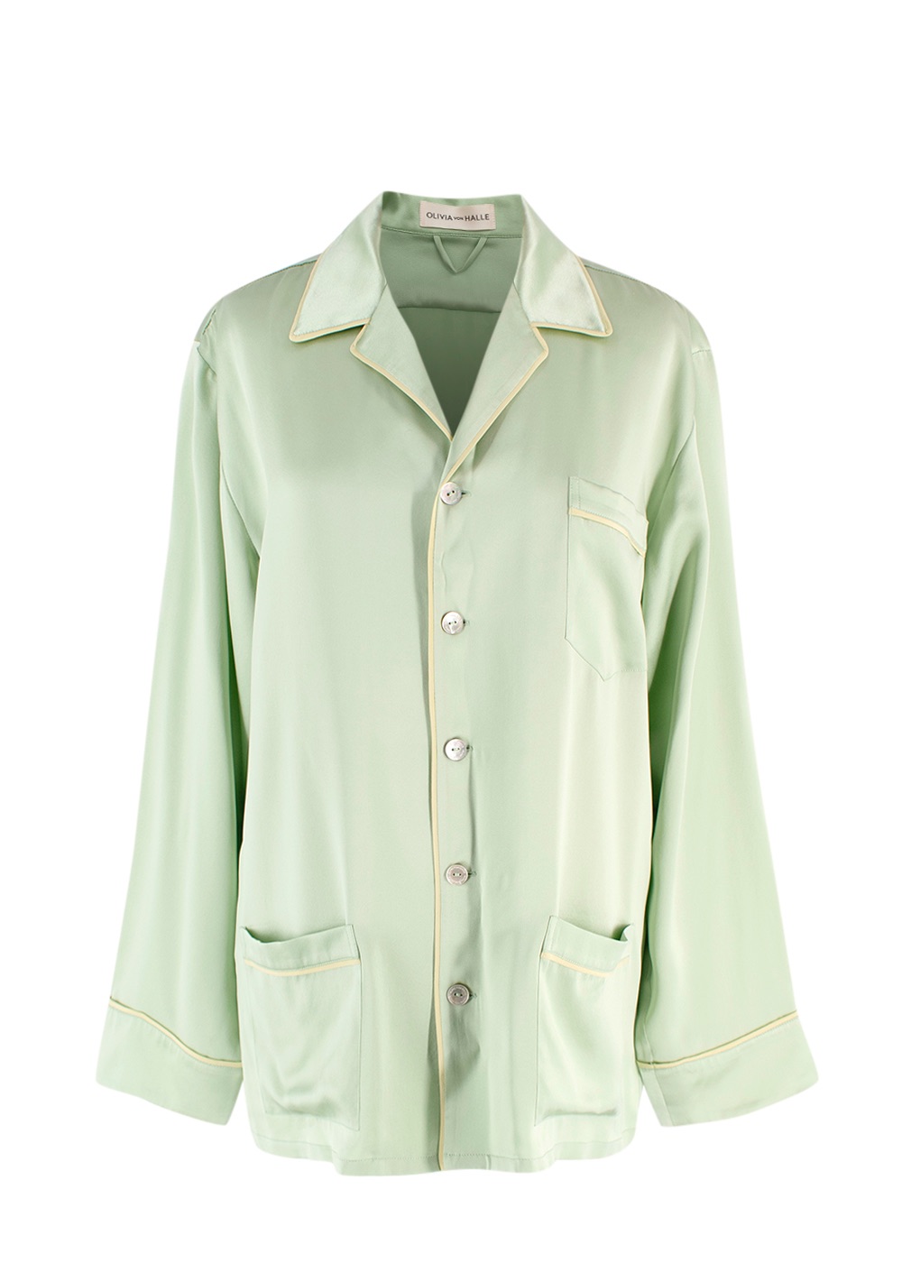 Olivia Von Halle Green Silk Yves Pyjama Set Size S