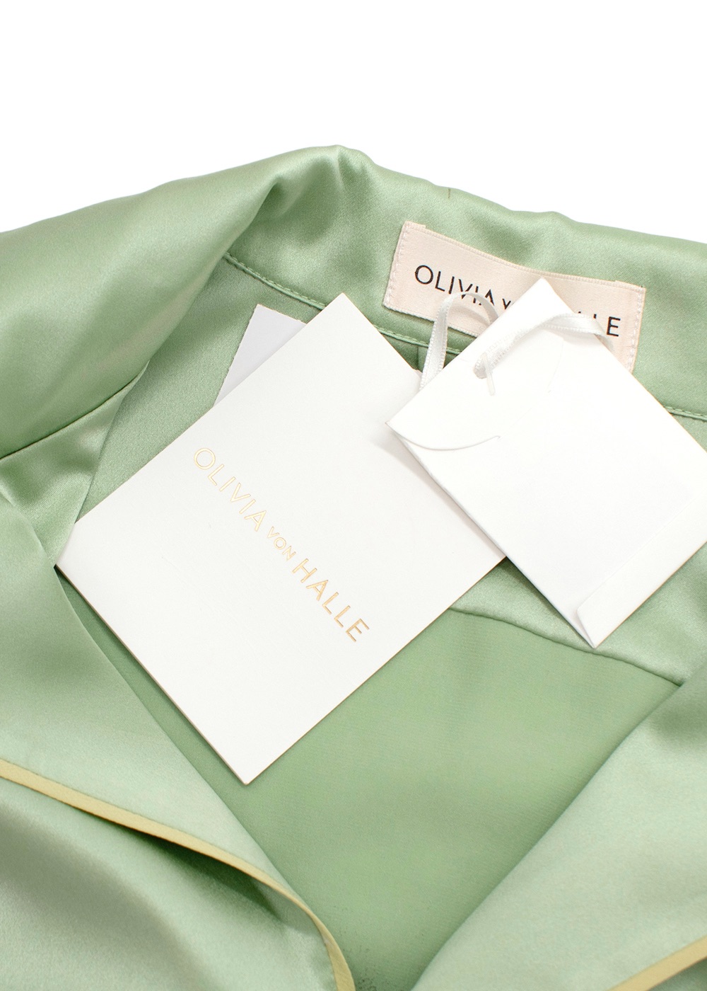 Olivia Von Halle Green Silk Yves Pyjama Set Size S