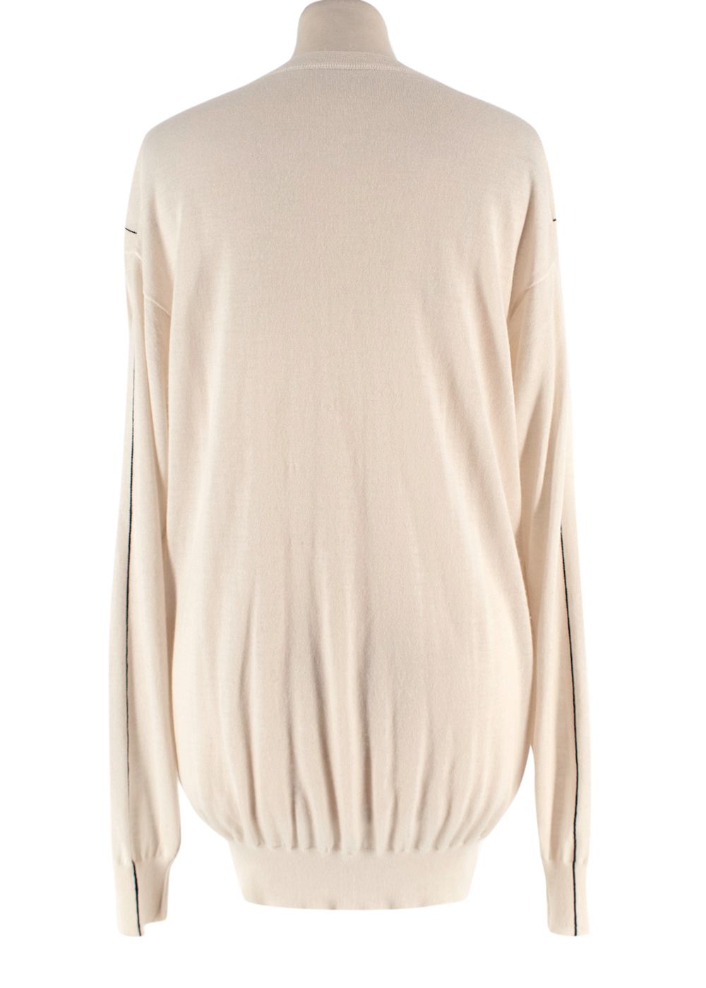 Preowned Celine Cream Geometric Detail Cashmere Jumper Size L