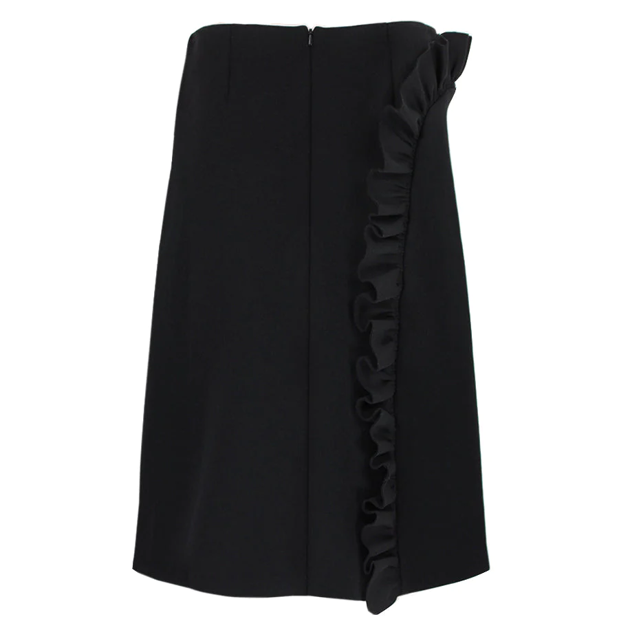 Simone Rocha Black Ruffle Trimmed Neoprene Skirt Size M polyamide/elastane