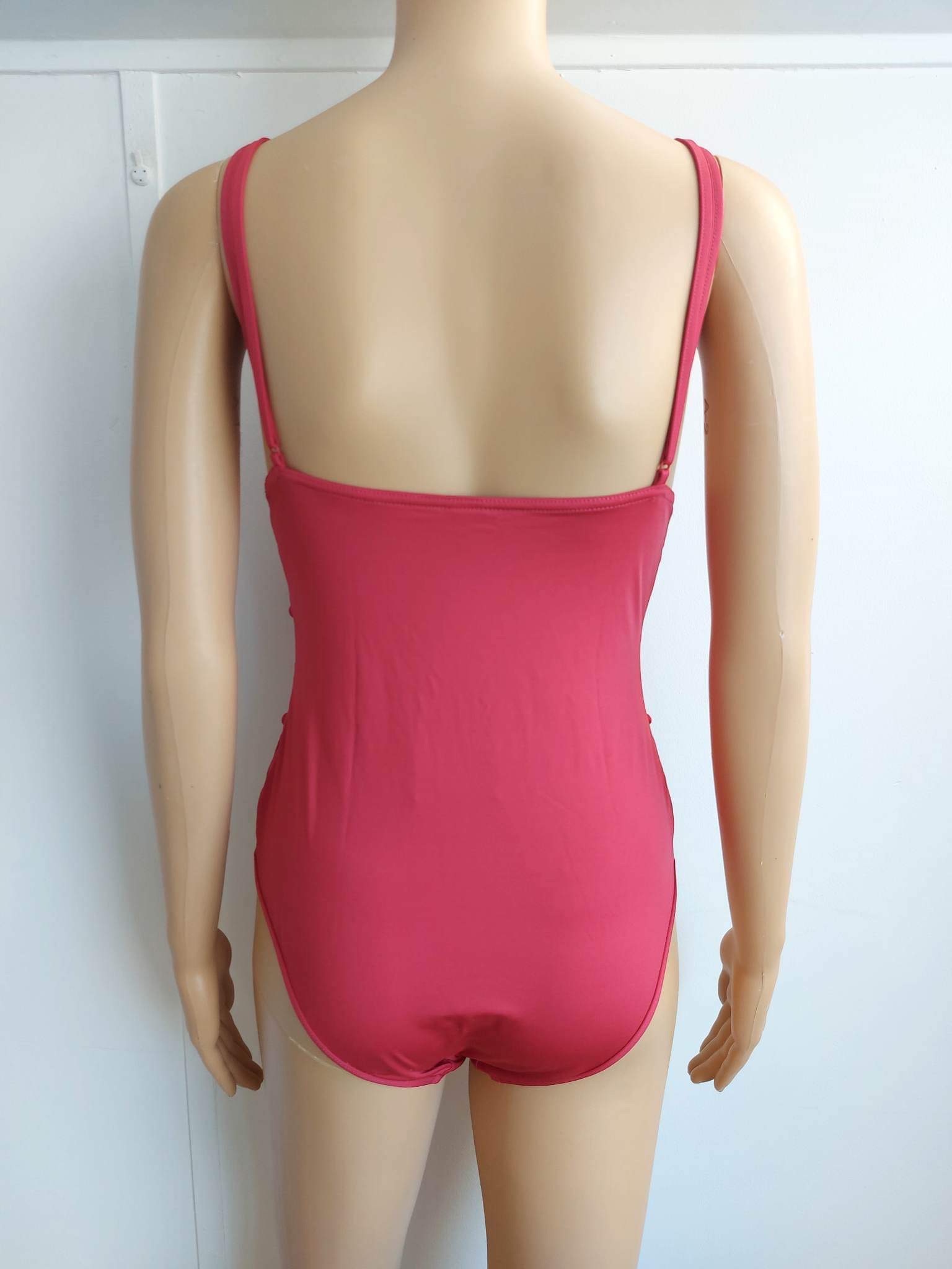 Zimmermann Goldie Crescent button-embellished cutout swimsuit Size S Red polyamide