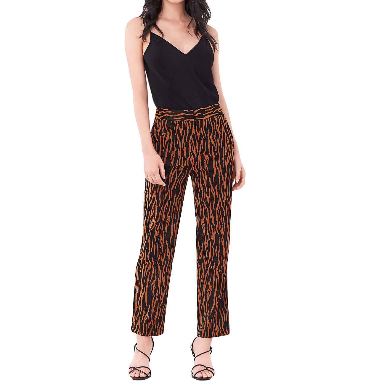 DVF Sienna Animal Print Jacquard Trousers Size XL polyester