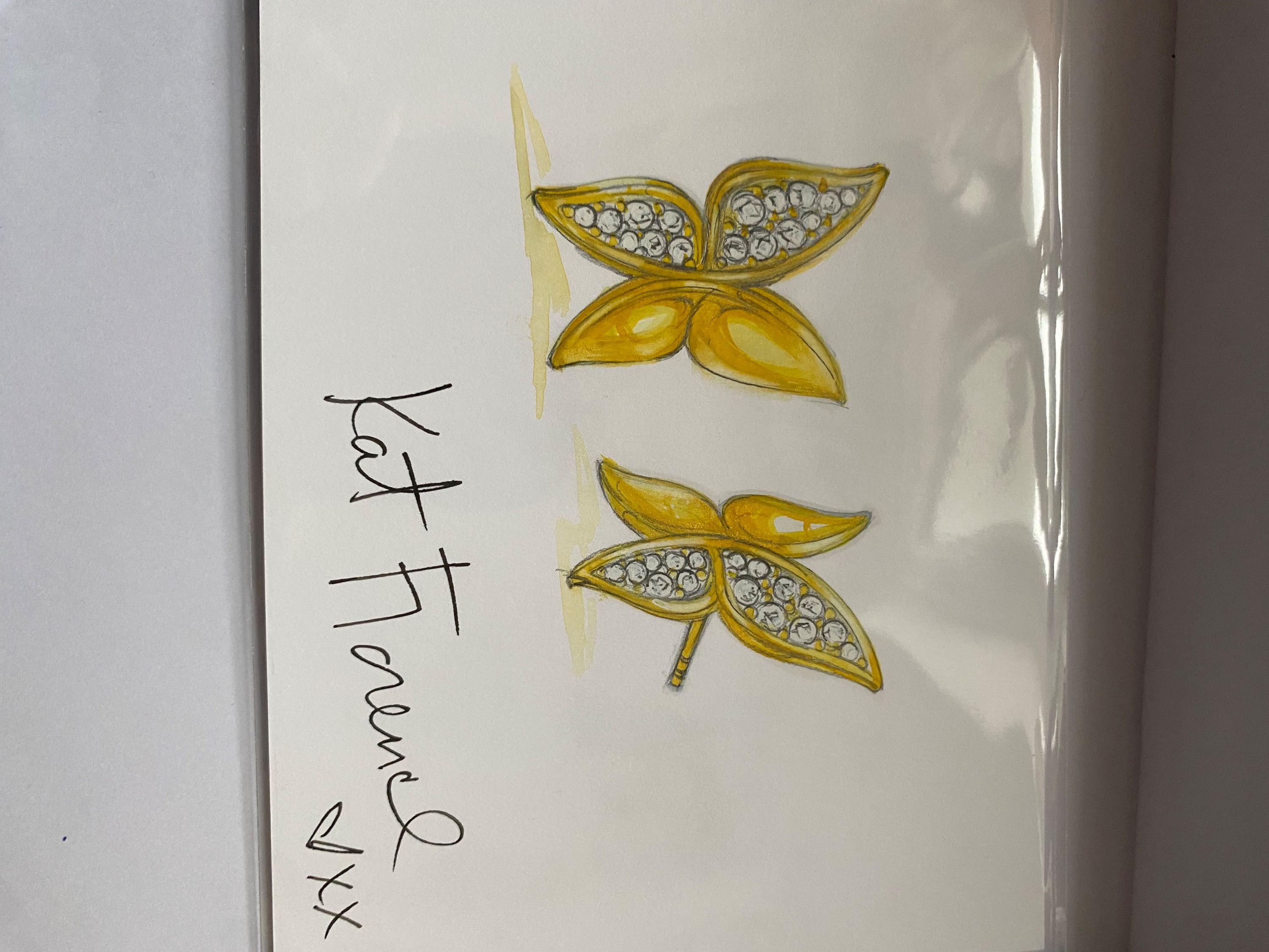 Kat Florence 18k Yellow Gold D Flawless Diamond Butterfly Earrings k yellow gold