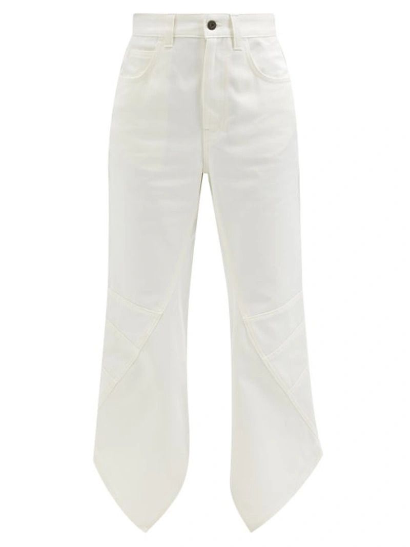 Preowned Loewe white Asymmetric-Hem Jean Size S cotton