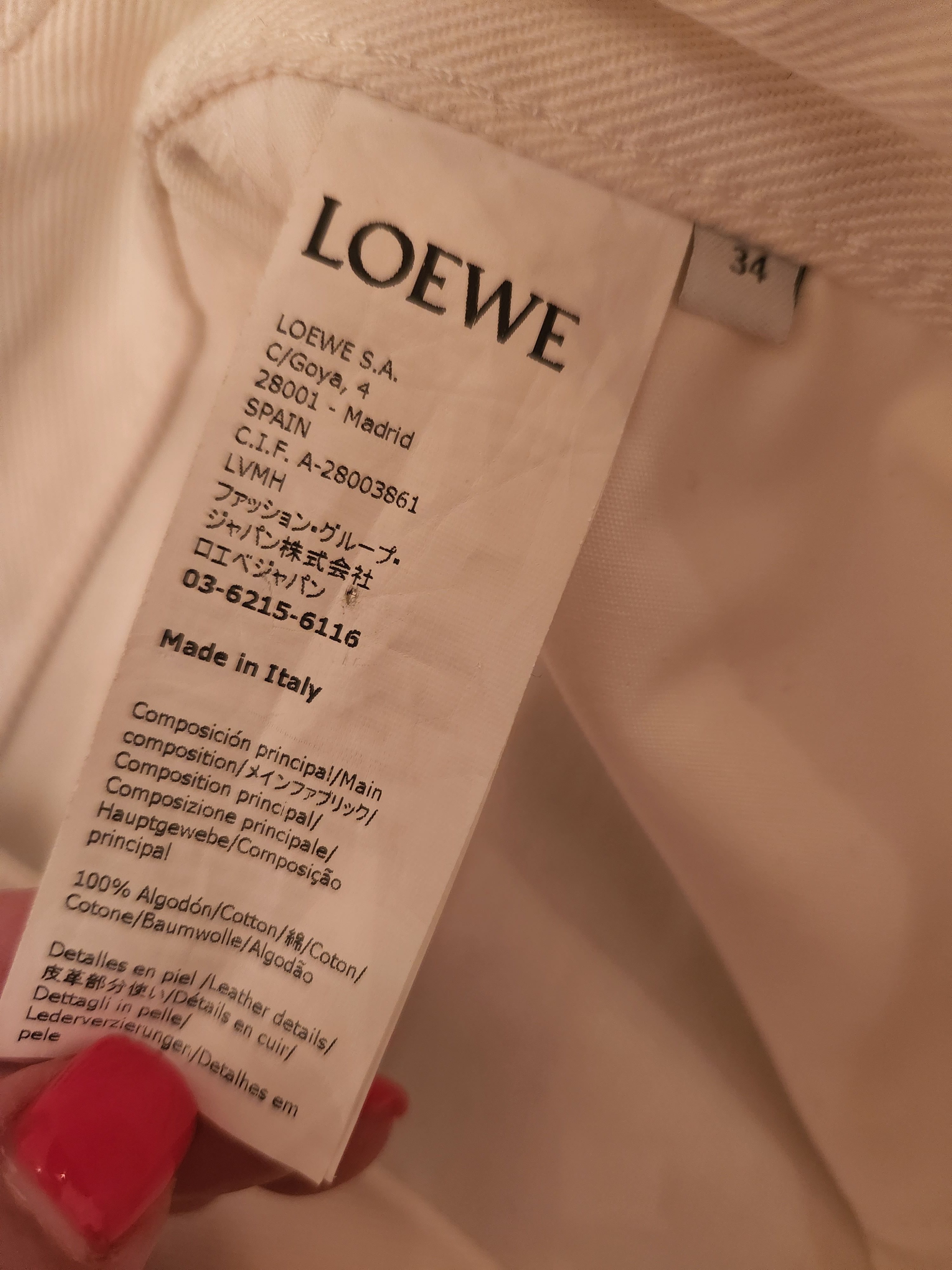 Preowned Loewe white Asymmetric-Hem Jean Size S cotton