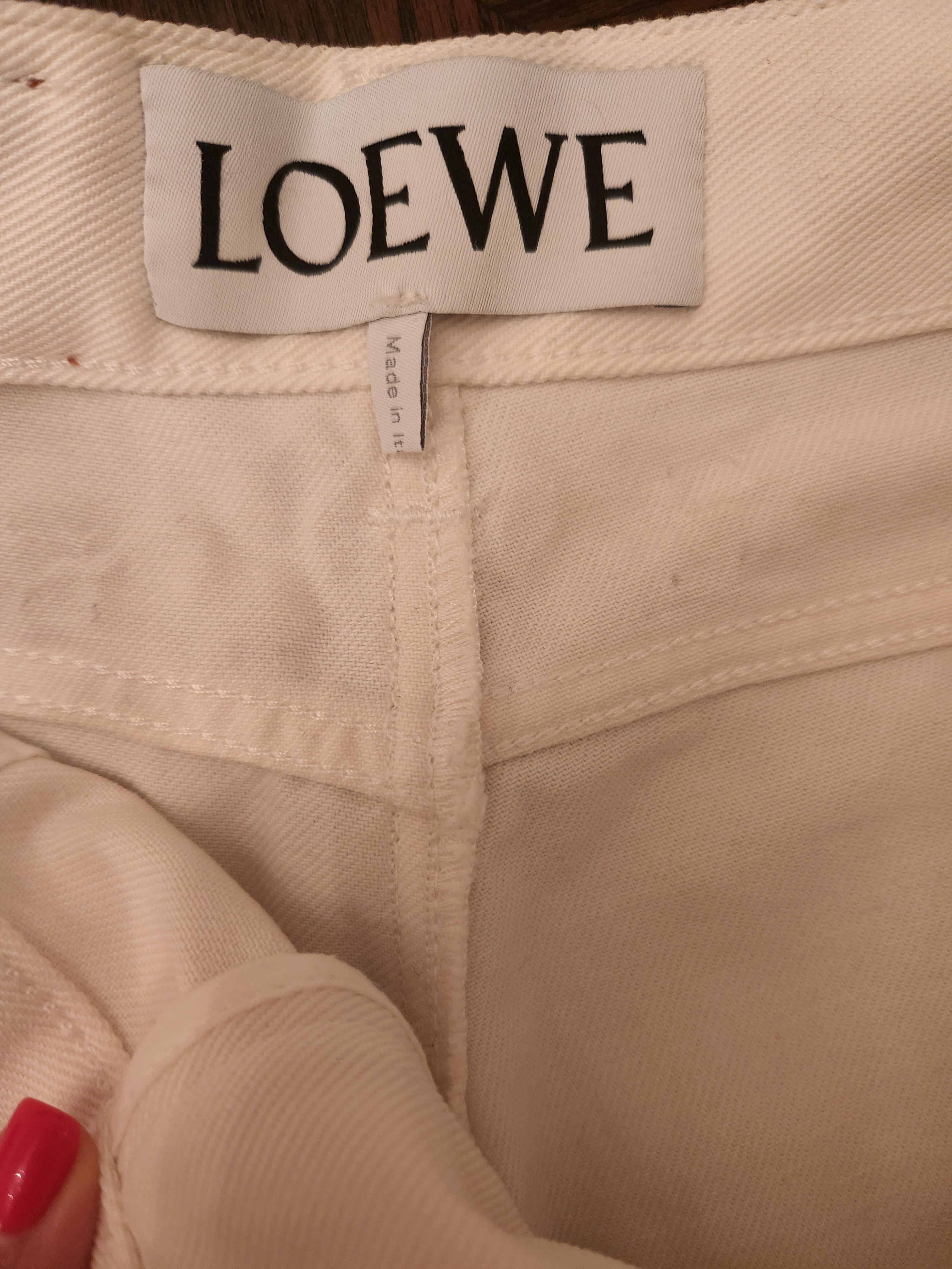 Preowned Loewe white Asymmetric-Hem Jean Size S cotton