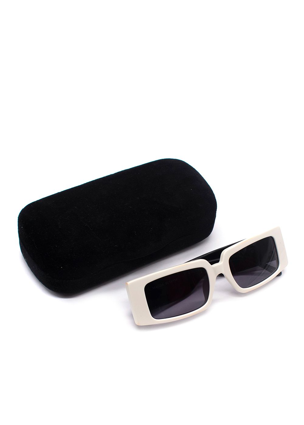 Preowned Magda Butrym x Linda Farrow Black And White Rectangular Sunglasses black / white acetate