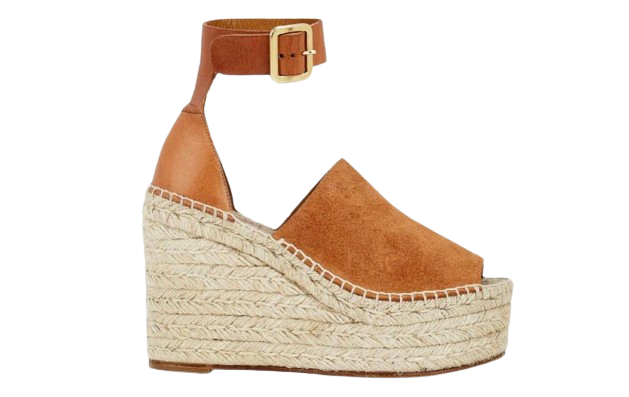 Preowned Chloe Tan Suede Espadrille Wedges Size 37