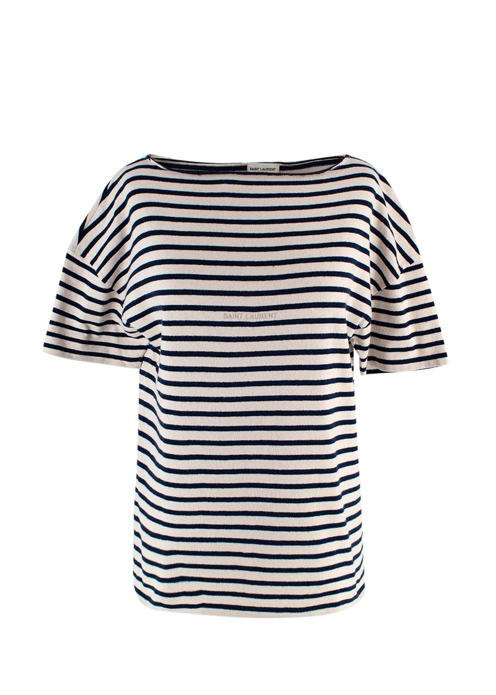 Saint Laurent Navy And Cream Striped T-Shirt Size XS Cream / Navy cotton