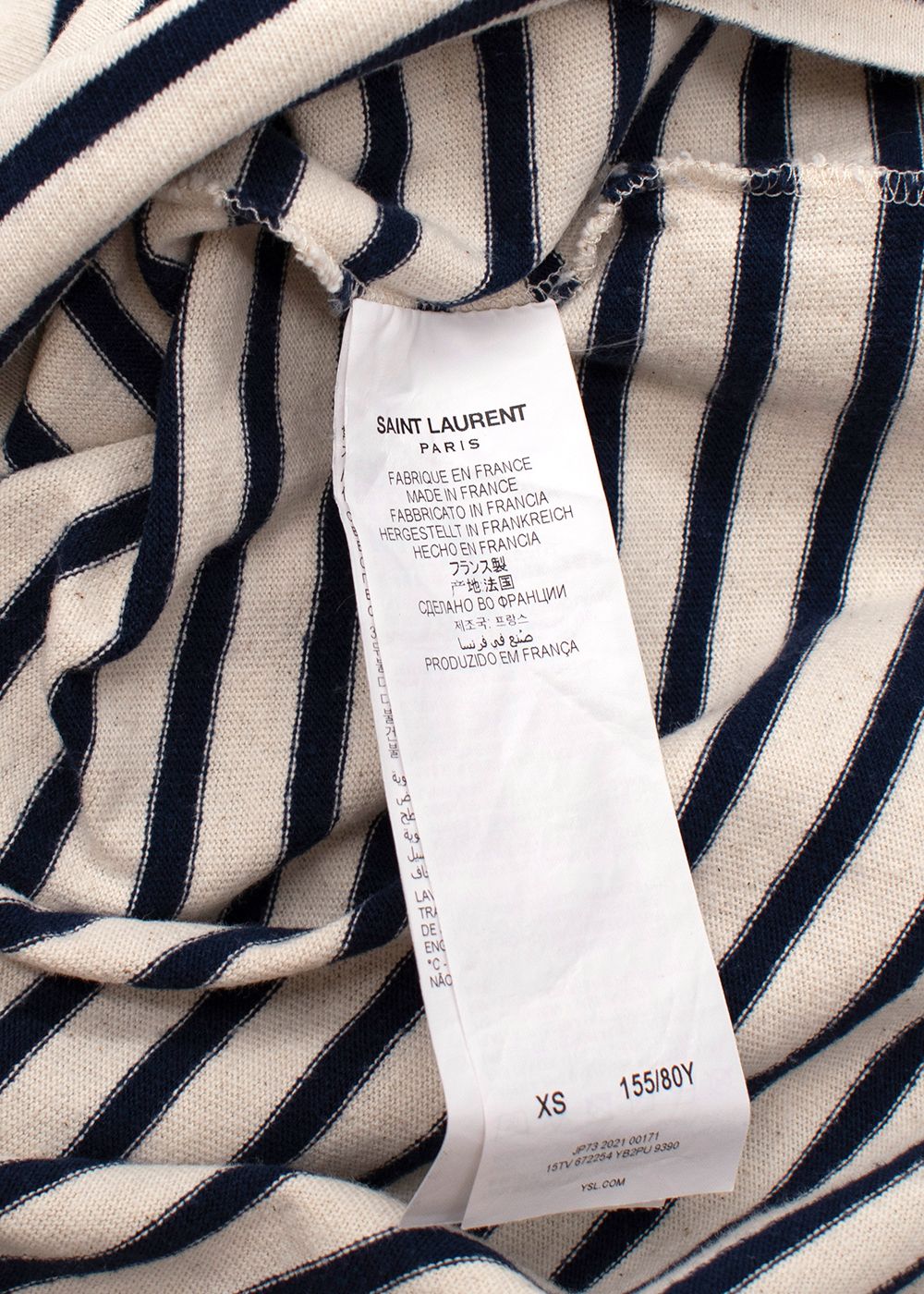 Saint Laurent Navy And Cream Striped T-Shirt Size XS Cream / Navy cotton