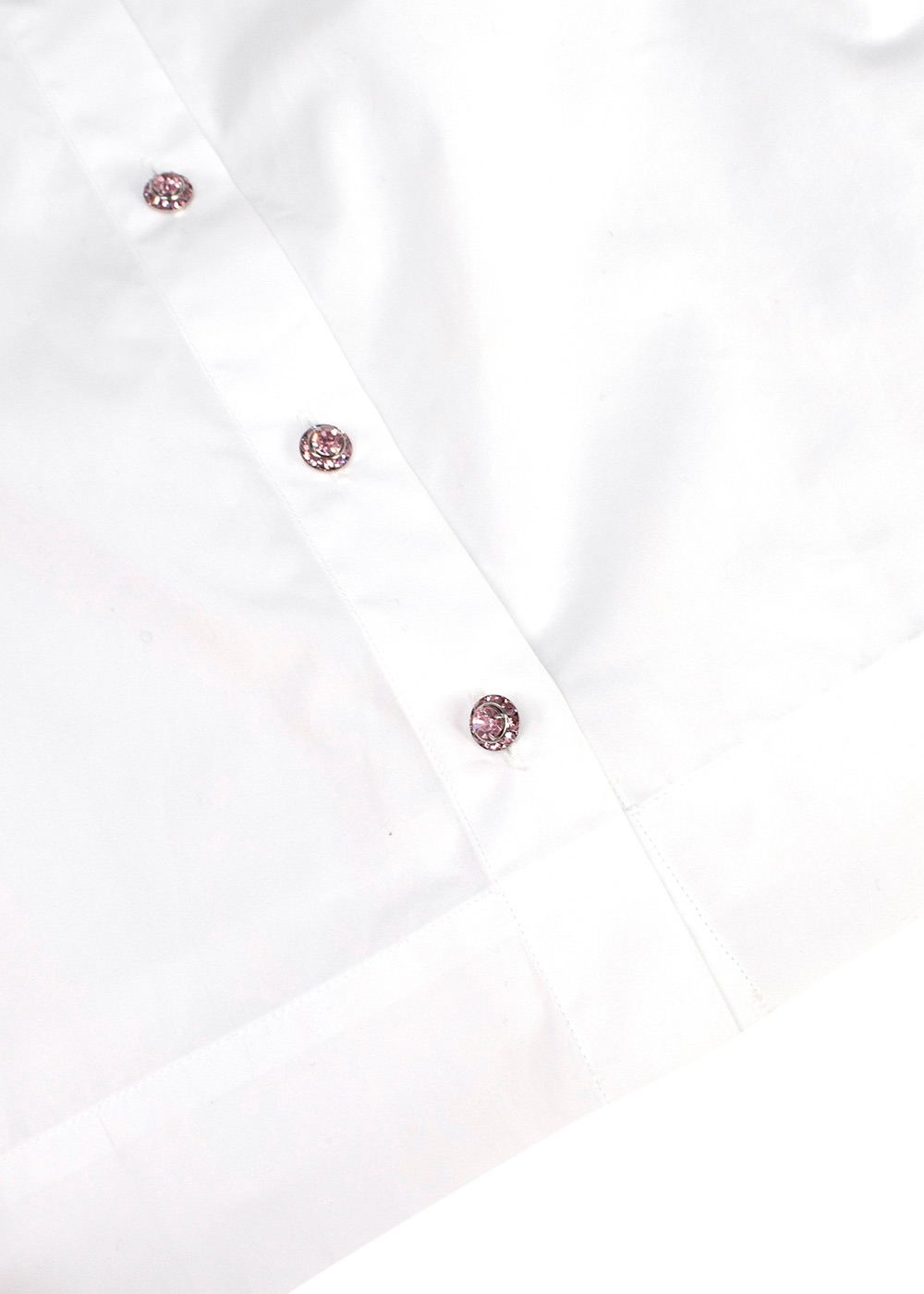 Dolce  Gabbana White Cotton Poplin Shirt with Pink Crystal Buttons Size XS