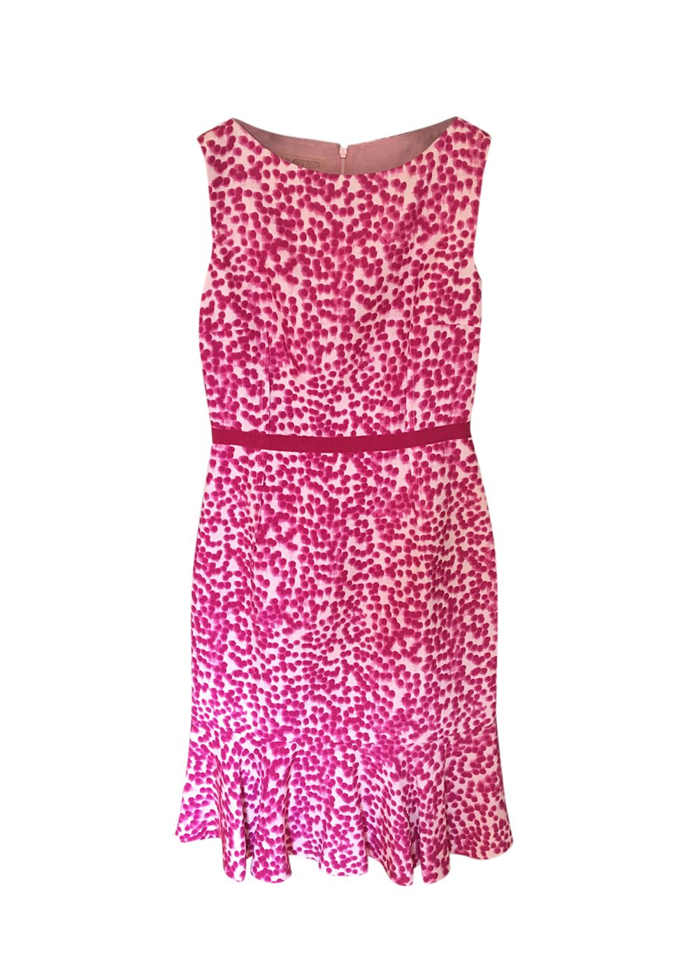 Preowned Giambattista Valli Pink Midi Dress Size S pink/white silk