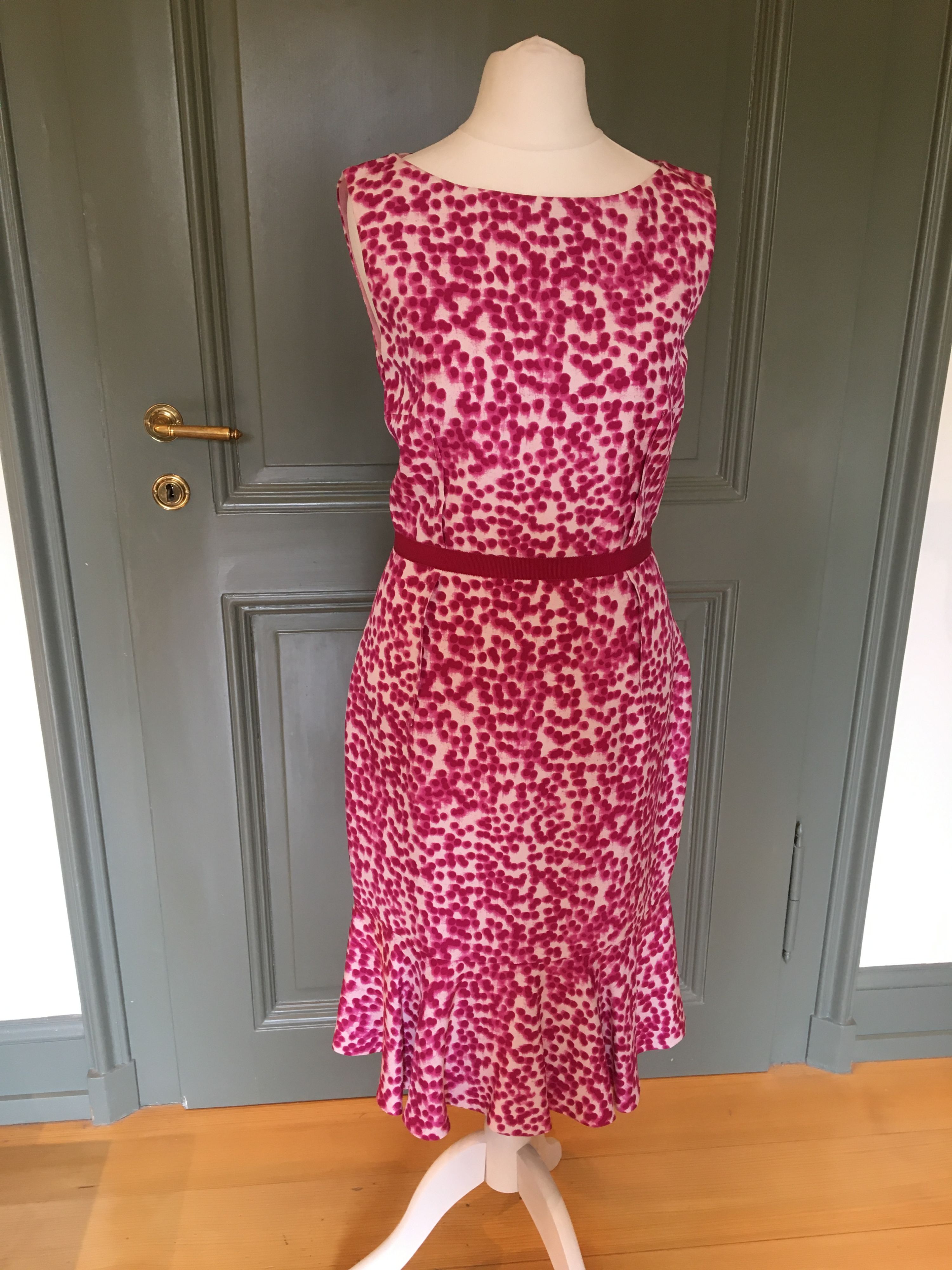 Preowned Giambattista Valli Pink Midi Dress Size S pink/white silk