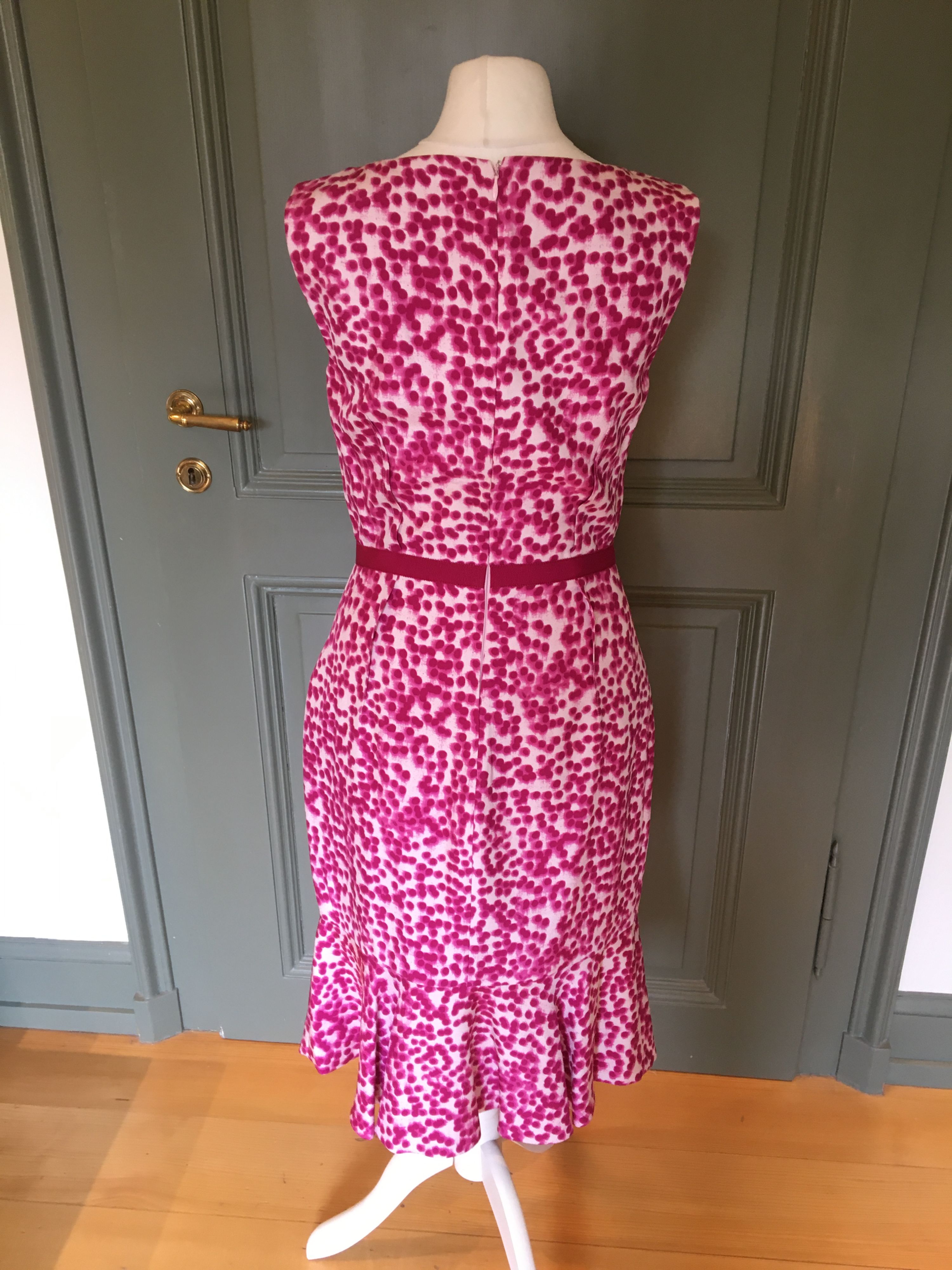 Preowned Giambattista Valli Pink Midi Dress Size S pink/white silk