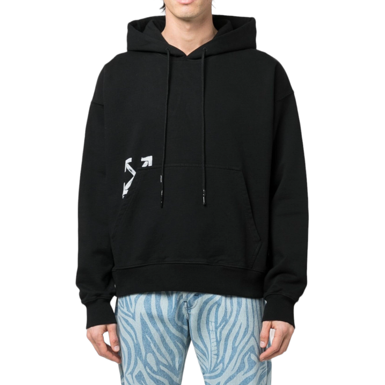 Off White Black Stencil Arrow Print Hoodie Size M