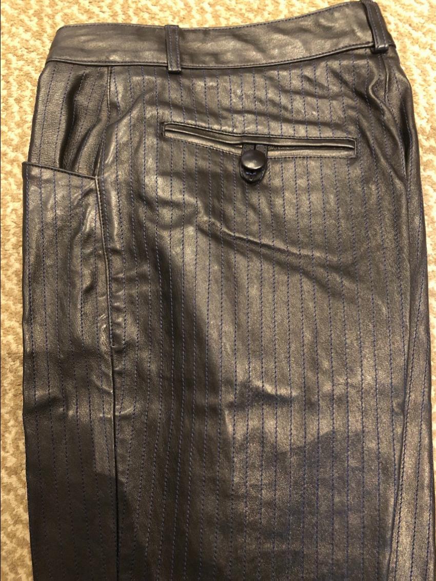 Preowned Jitrois Pinstripe Leather Pants Size S Black