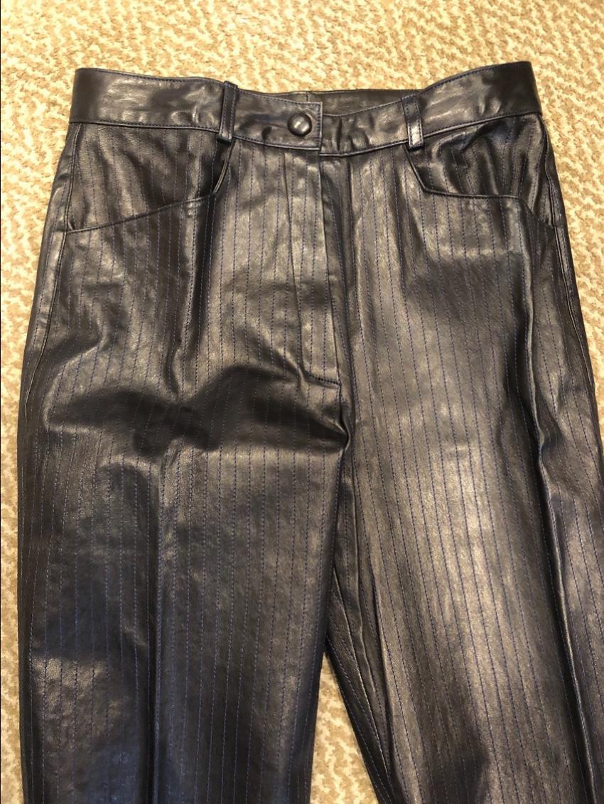 Preowned Jitrois Pinstripe Leather Pants Size S Black