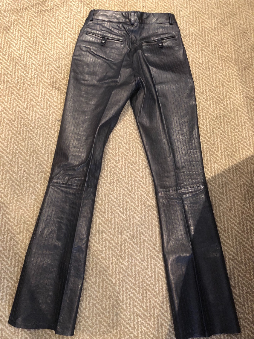 Preowned Jitrois Pinstripe Leather Pants Size S Black