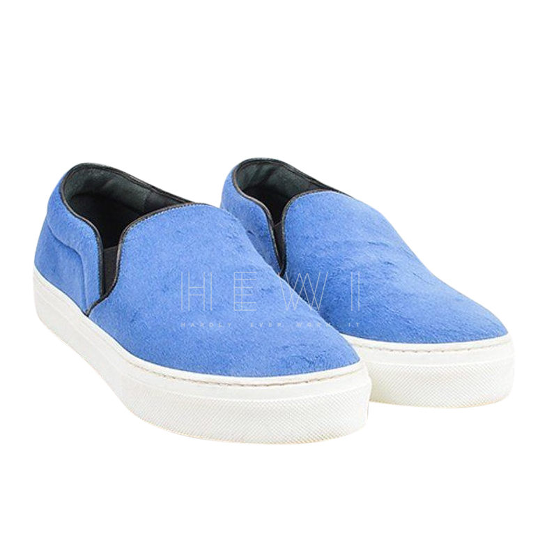 Preowned Celine Blue Calf Hair Slip-On Trainers Size 38 ponyskin