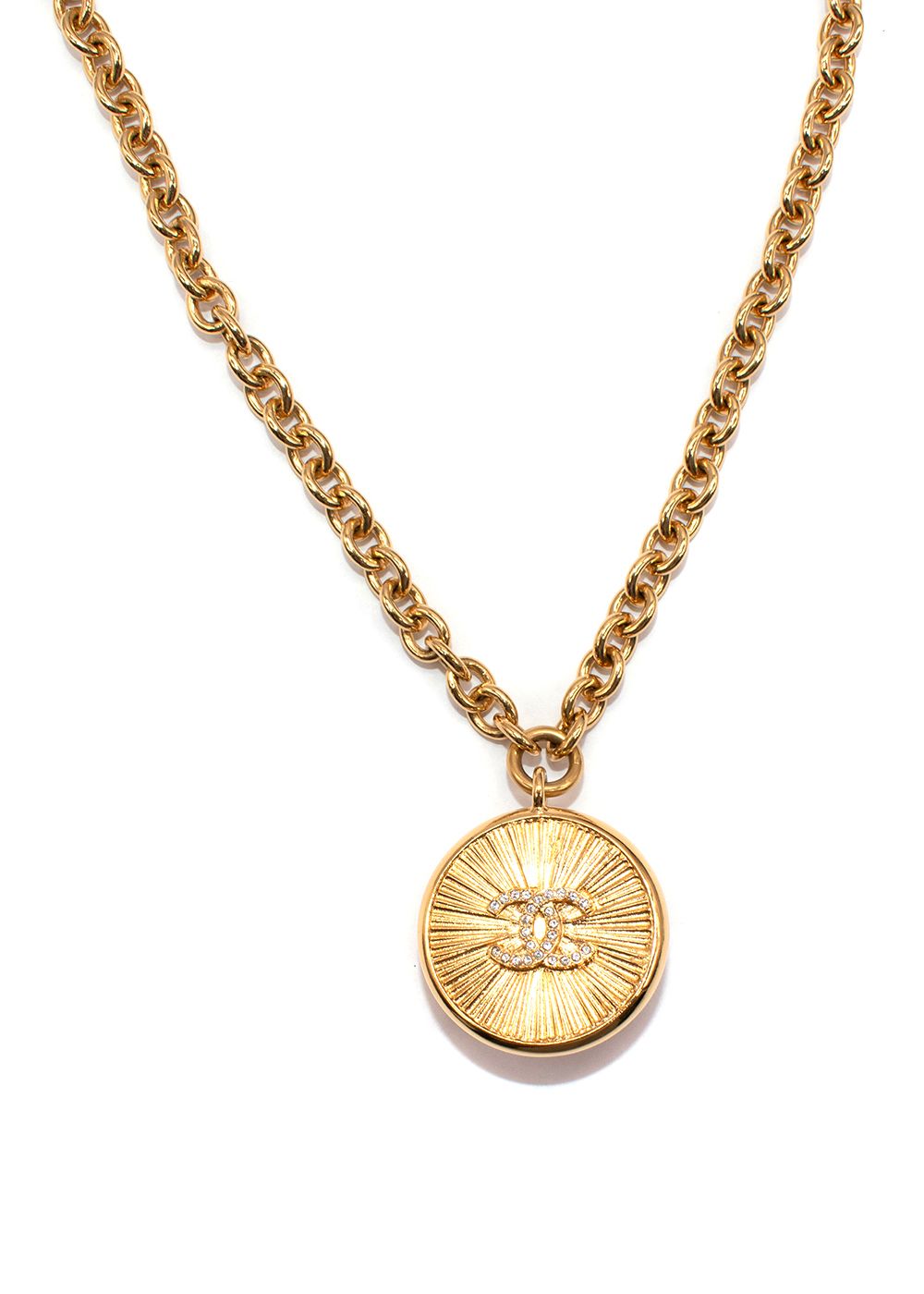 Chanel Gold Medallion CC Necklace metal