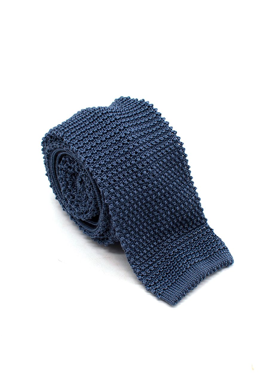 Canali Blue Textured Square Tie