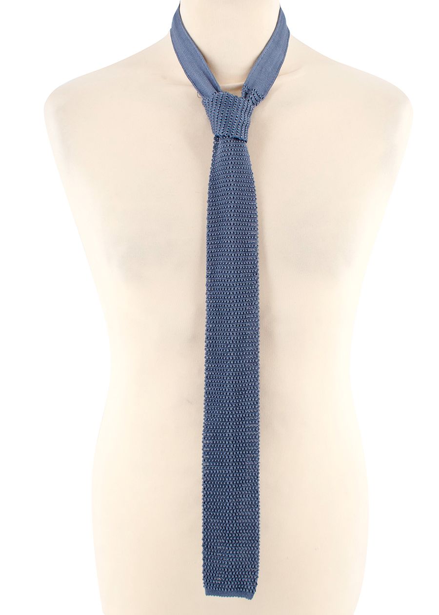 Canali Blue Textured Square Tie