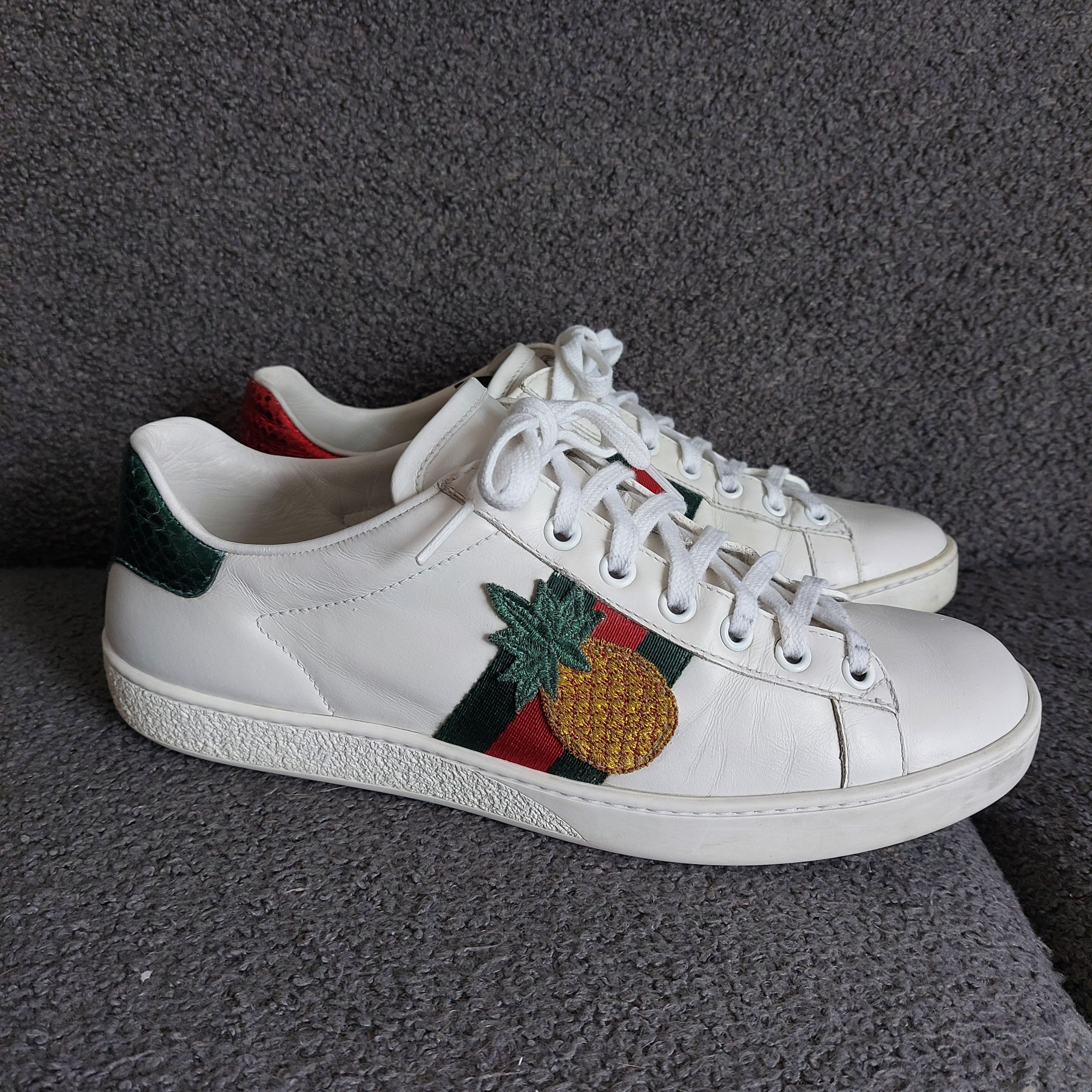 Preowned Gucci White Ace Leather Sneakers Size 38