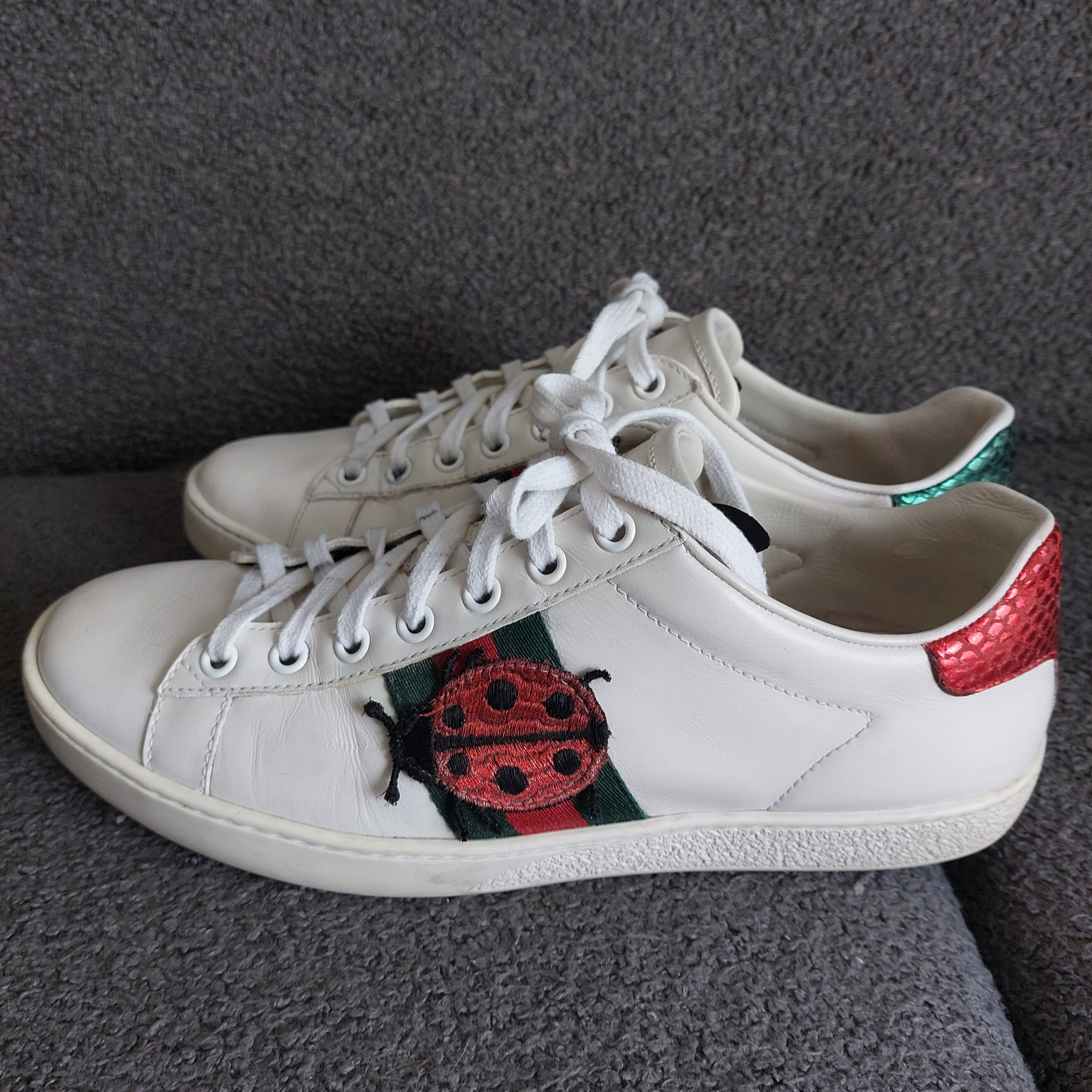 Preowned Gucci White Ace Leather Sneakers Size 38