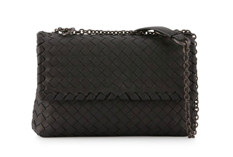 Bottega Veneta Baby Olimpia Intrecciato Leather Shoulder Bag Black