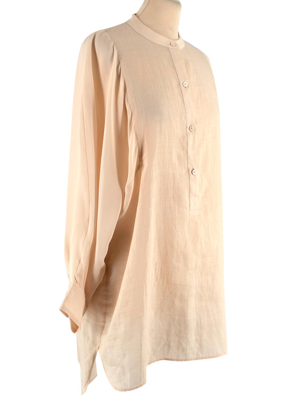 Joseph Button Up Beige Silk Blend Tunic Size XS Nude