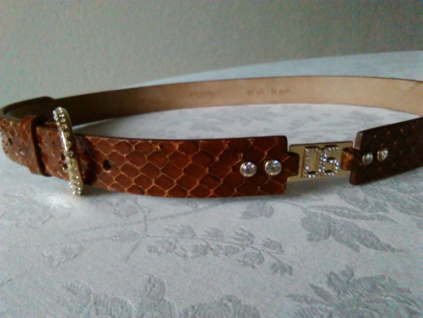 Preowned Dolce  Gabbana Brown Python Embellished Belt - Size 80 Tan/Brown