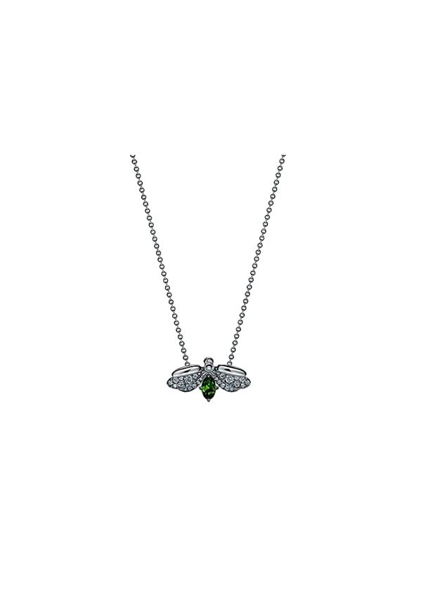 Tiffany  Co Paper Flowers Platinum Firefly Pendant Diamond  Tsavorite green