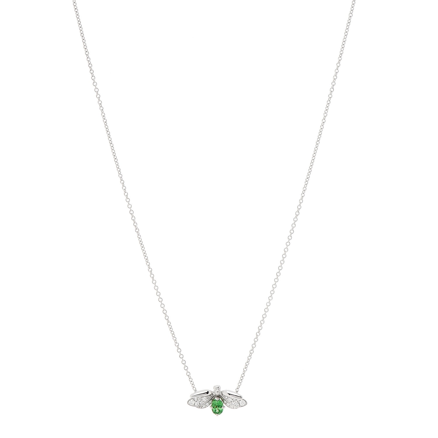 Tiffany  Co Paper Flowers Platinum Firefly Pendant Diamond  Tsavorite green