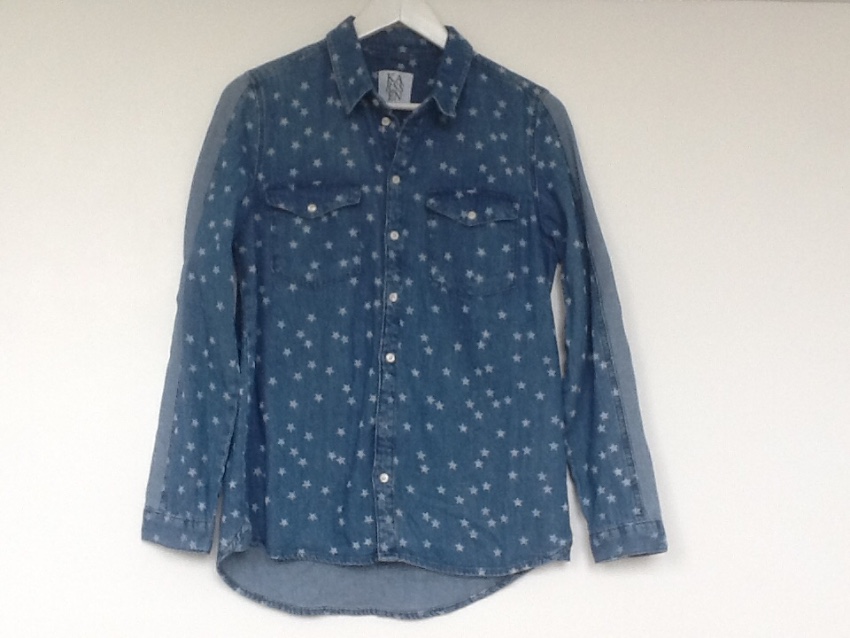 Zoe Karssen Star Print Denim Shirt Size S Blue cotton