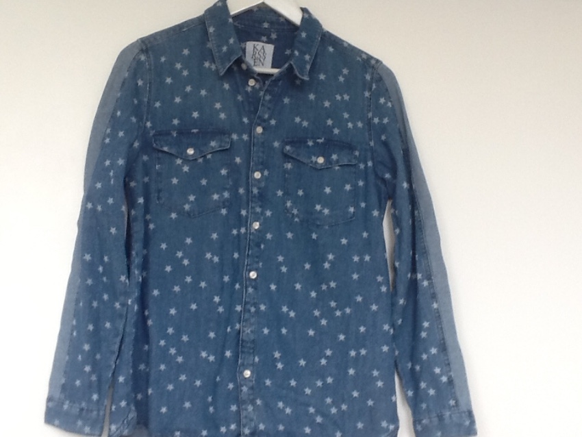 Zoe Karssen Star Print Denim Shirt Size S Blue cotton