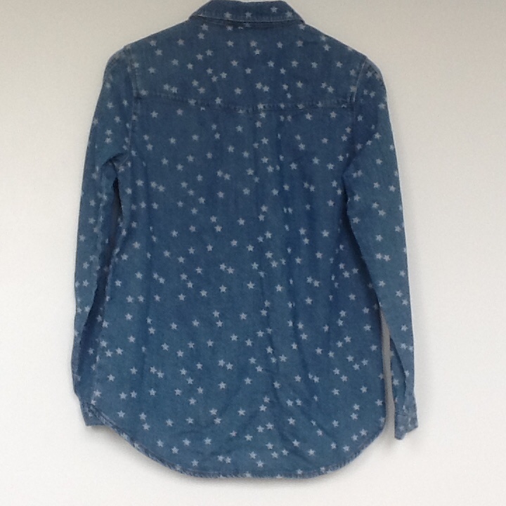 Zoe Karssen Star Print Denim Shirt Size S Blue cotton