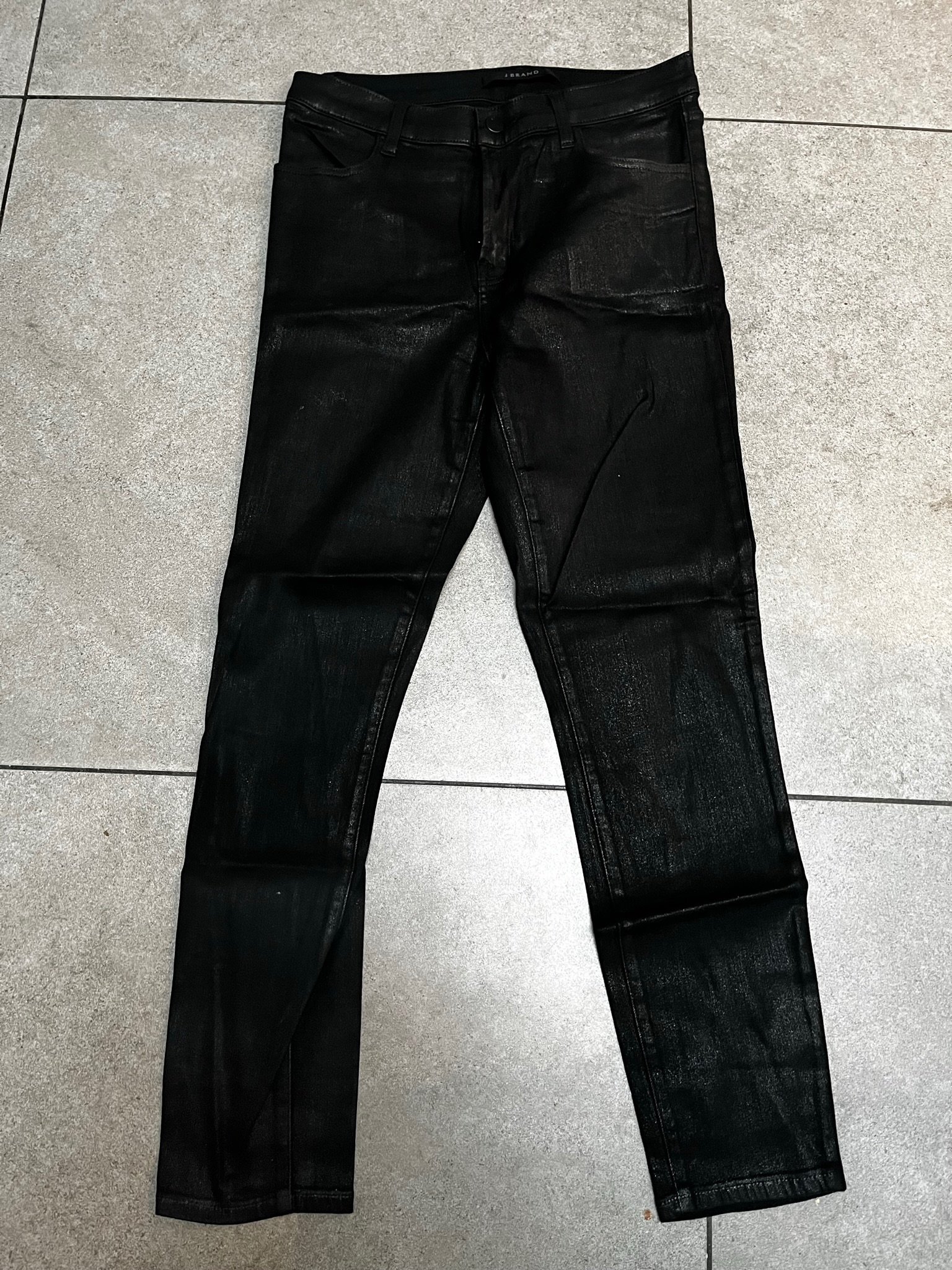 Preowned J Brand Metallic Black Skinny Jeans Size 29/74 cotton/nylon/elastane