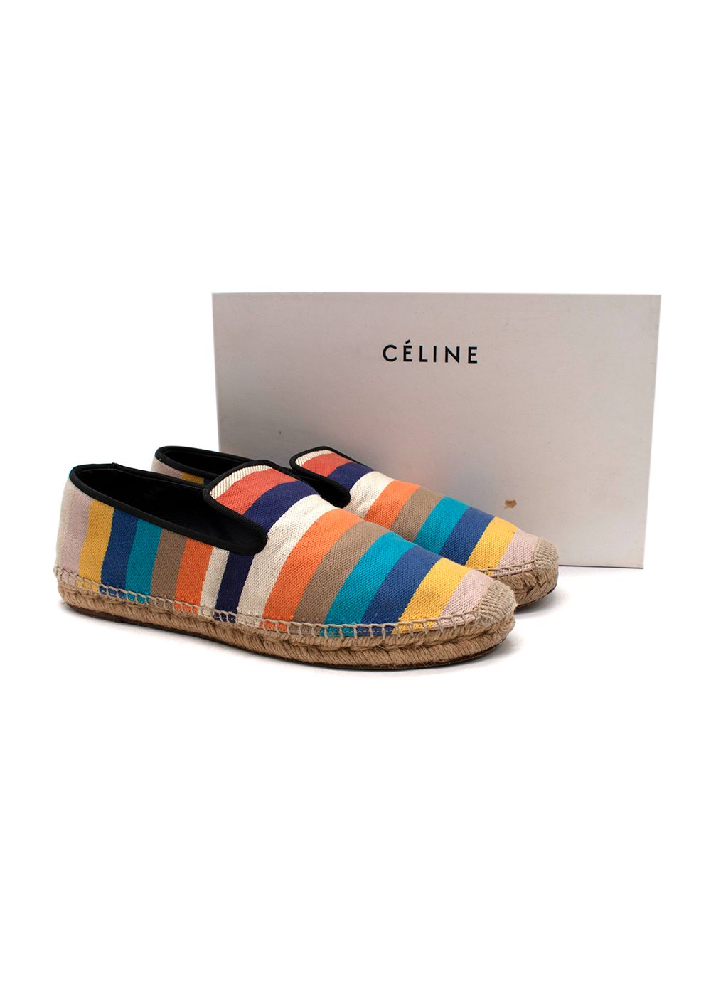 Preowned Celine Multicoloured Stripe Canvas Espadrilles Size 40 Multi cloth