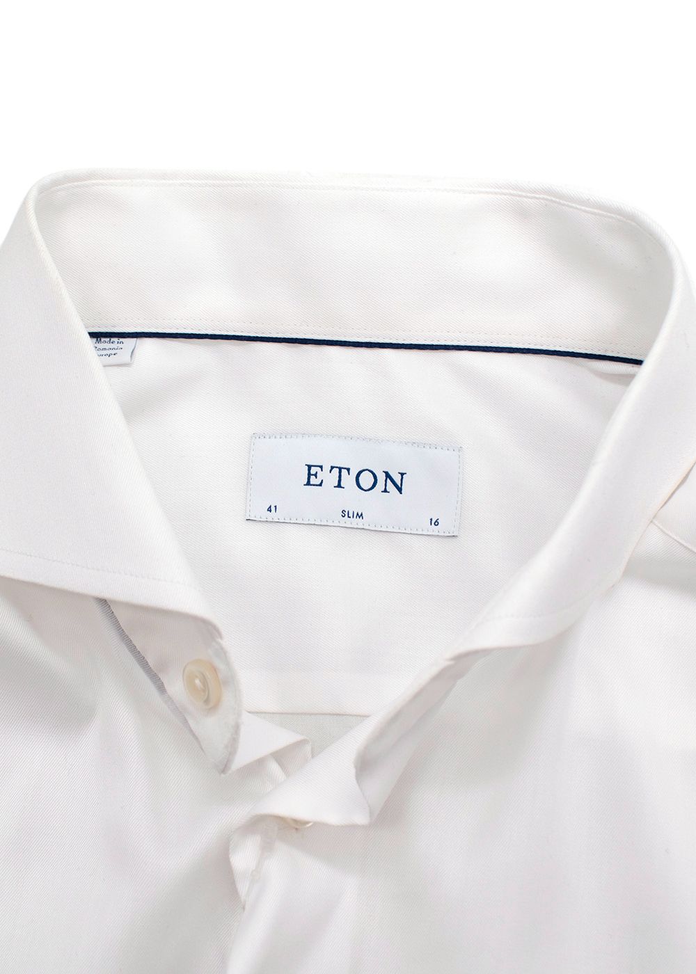 Men's Eton White Cotton Slim Fit Shirt Size 16