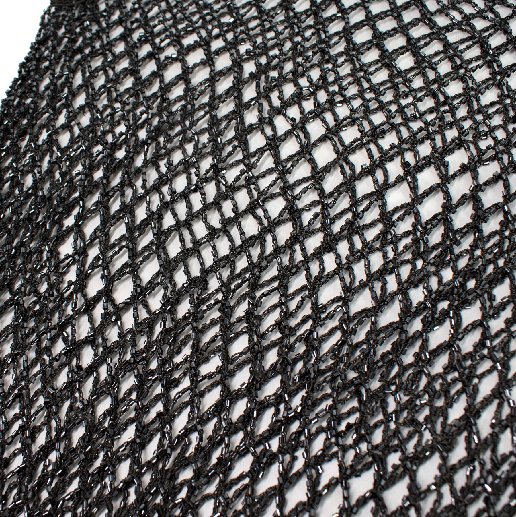 Preowned Bespoke Bead Embellished Fishnet Vest Size S Black cotton