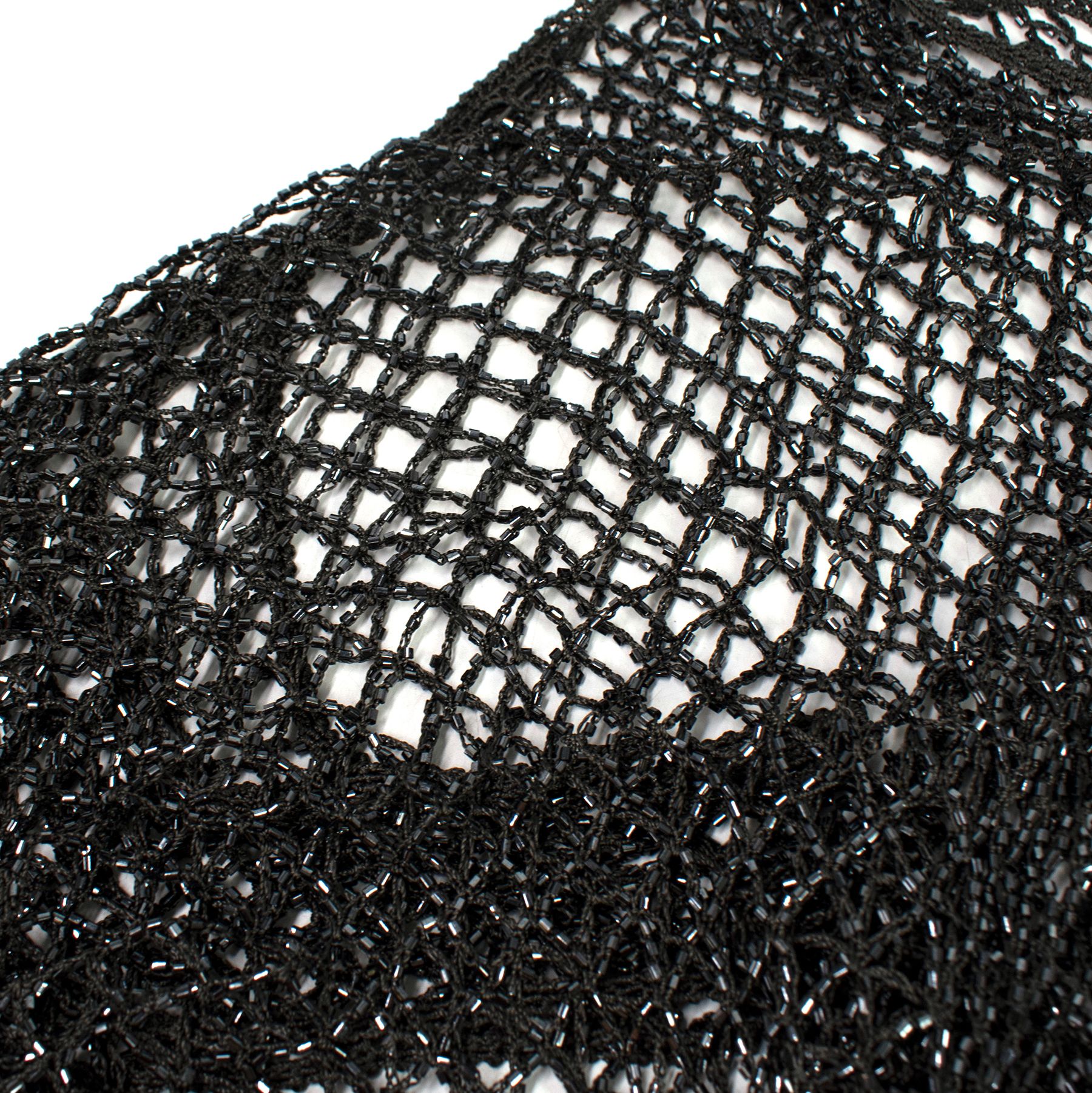 Preowned Bespoke Bead Embellished Fishnet Vest Size S Black cotton