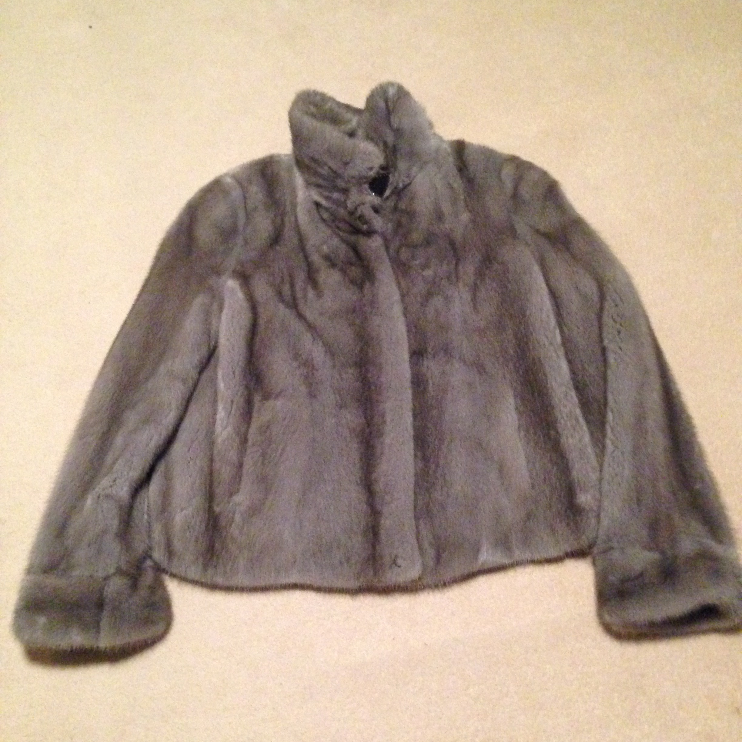 Preowned Saga Grey Mink Jacket Size M Silver