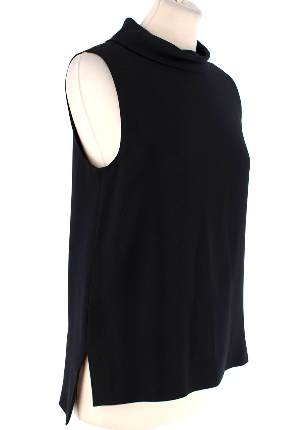 Preowned Joseph Black Twill Sleeveless Blouse Size XS viscose