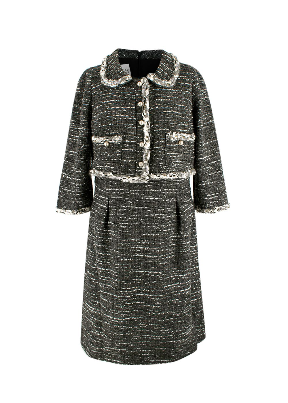 Edward Archour Paris Grey Tweed Dress Size M polyester