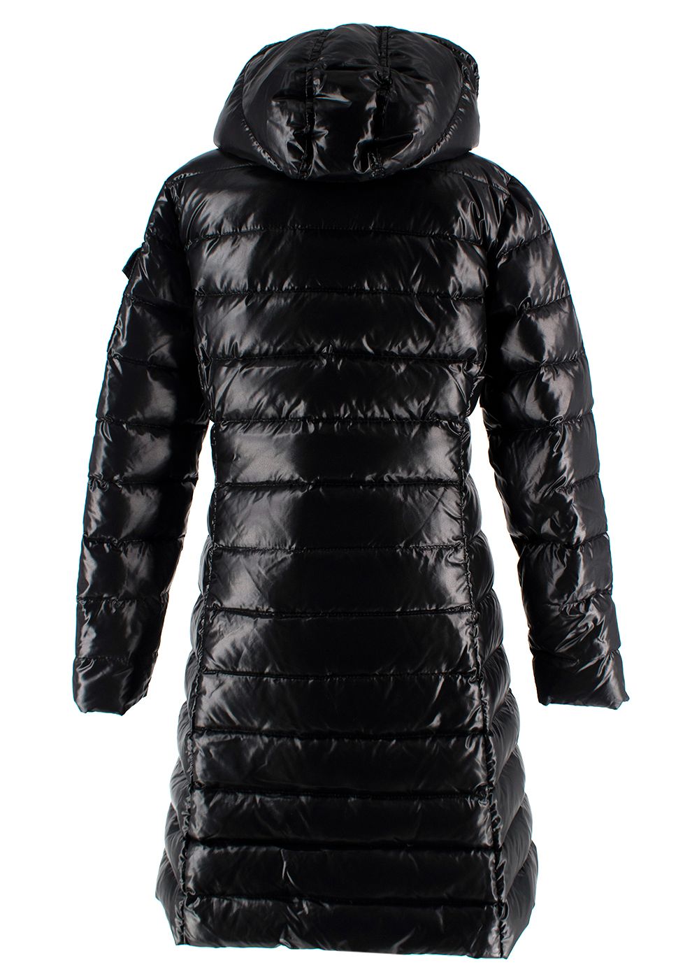 Preowned Moncler Black Moka Long Down Puffer Coat Size S nylon