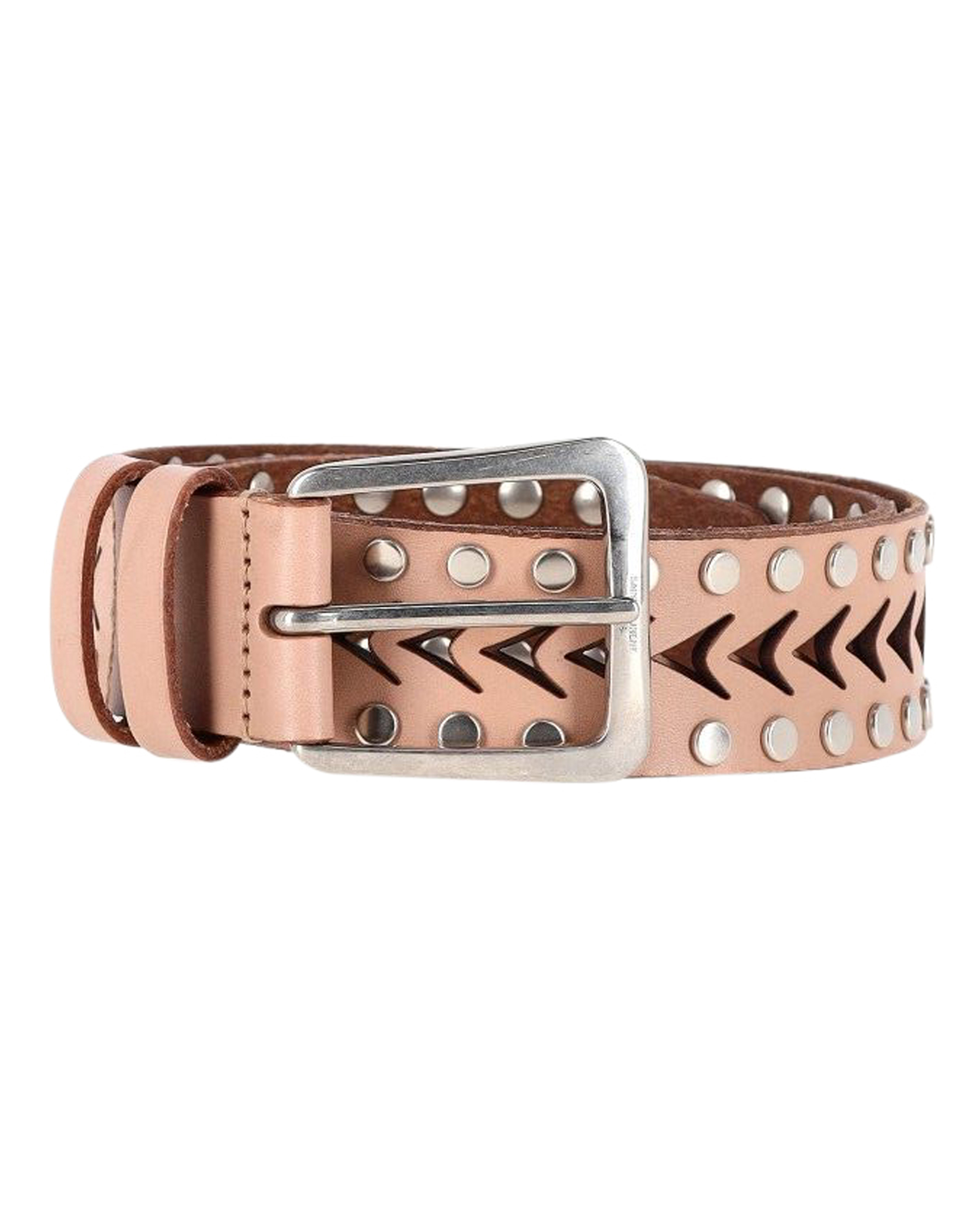 Preowned Saint Laurent Pink Studded Cut-Out Belt leather