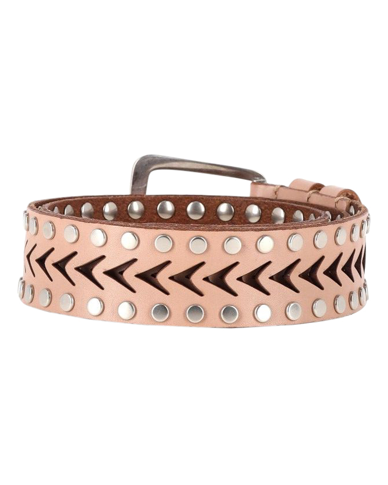 Preowned Saint Laurent Pink Studded Cut-Out Belt leather