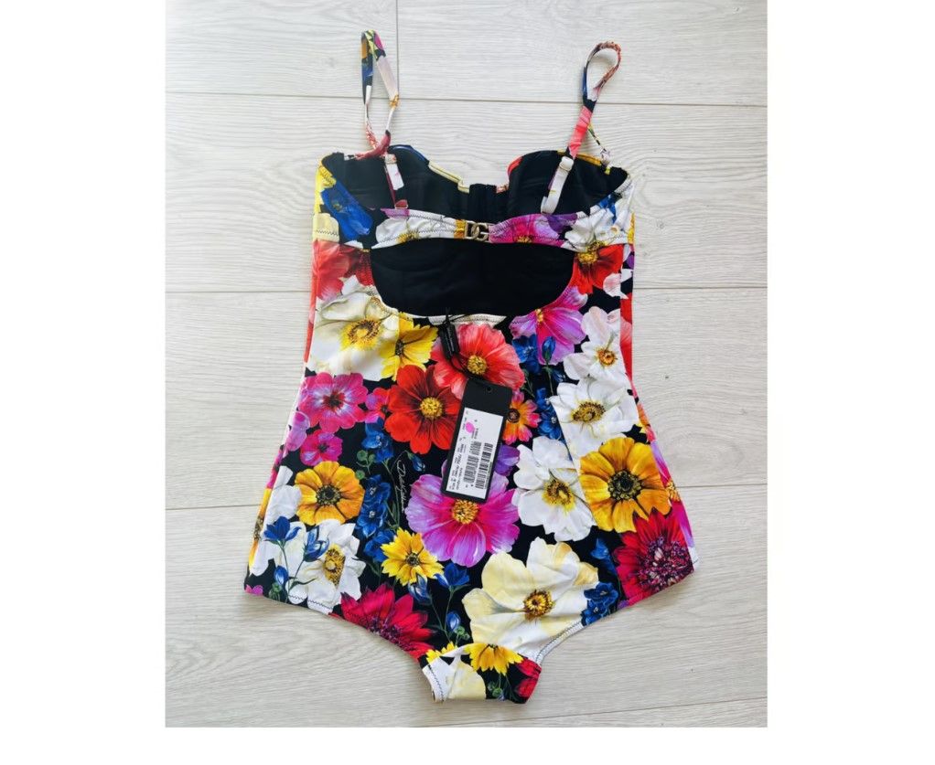 Dolce  Gabbana Multicoloured Floral Print Swimsuit Size M Multicolour polyamide/elasthan